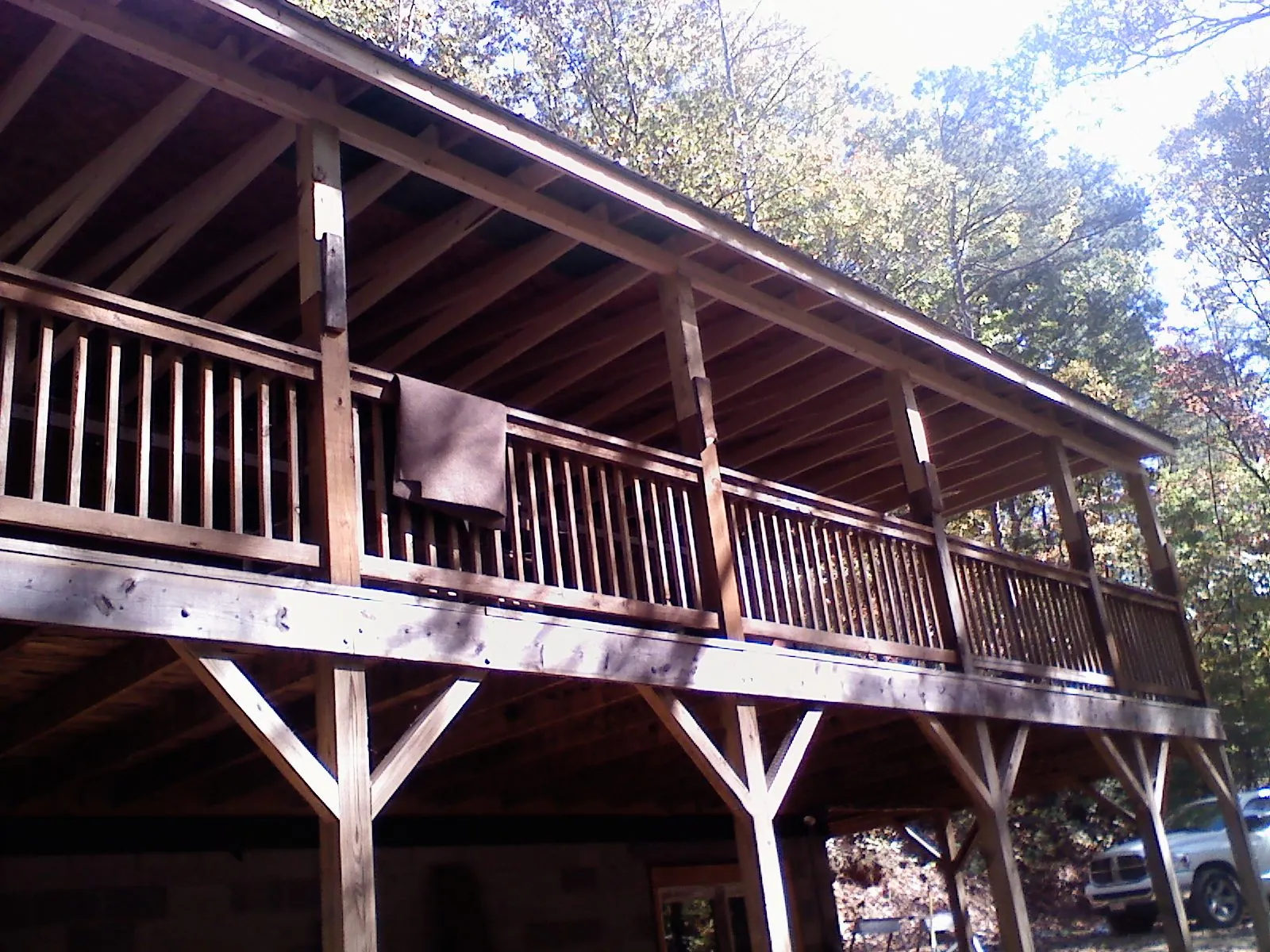 Timber framing under a new elevated porch and deck — Roof Leak Repair in Bear River City by Roofing Brothers